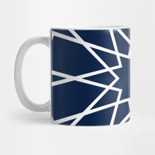 White Islamic Geometric Pattern Stars on Blue Background Mug